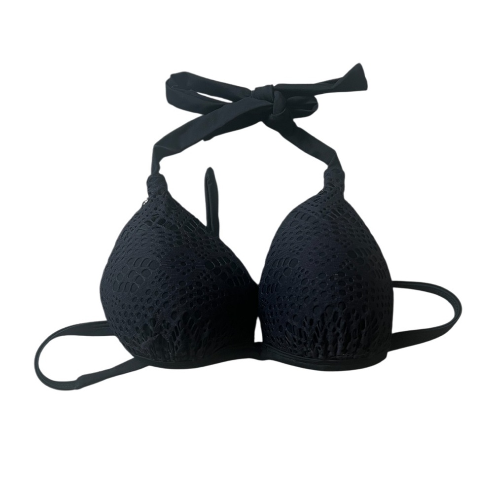 Hula Honey Black Lace Halter Bikini Top